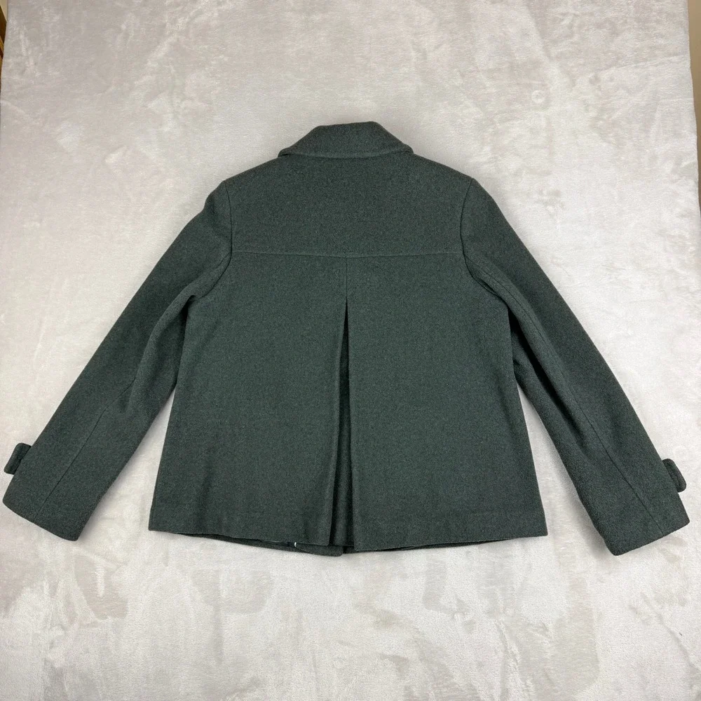 Lands End Womens 12 Peacoat Jacket Hunter Green Wool Cashmere Blend Preppy